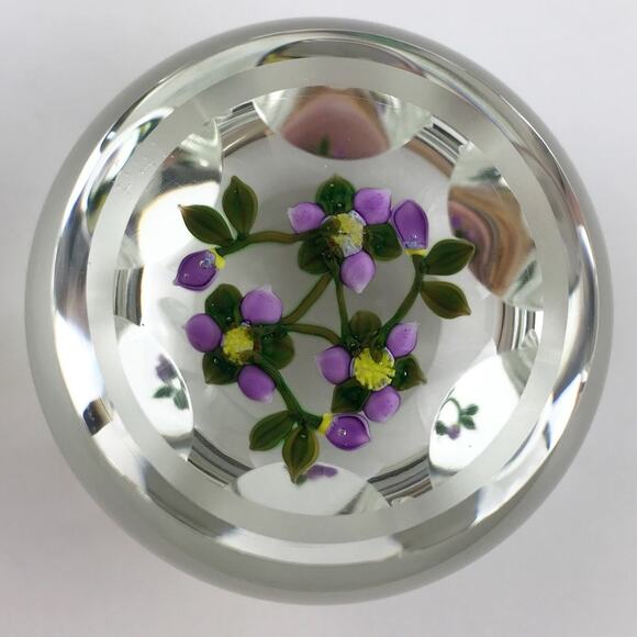 Perthshire PP221 2000 Amethyst & Yellow Flower Bouquet Faceted Paperweight Cert - Picture 4 of 16